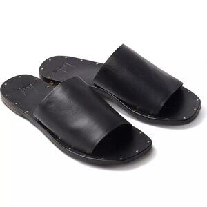 $300 Beek Weebill Slide Sandal BLACK LEATHER SLIP ON NAILHEAD TRIM 9 (DB38)